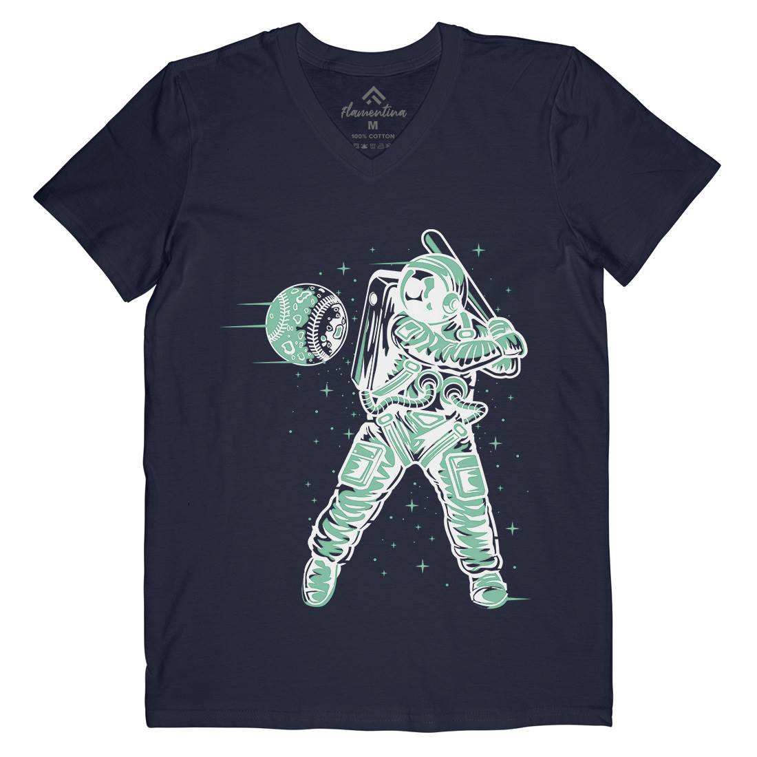 Baseball Mens Organic V-Neck T-Shirt Space A150