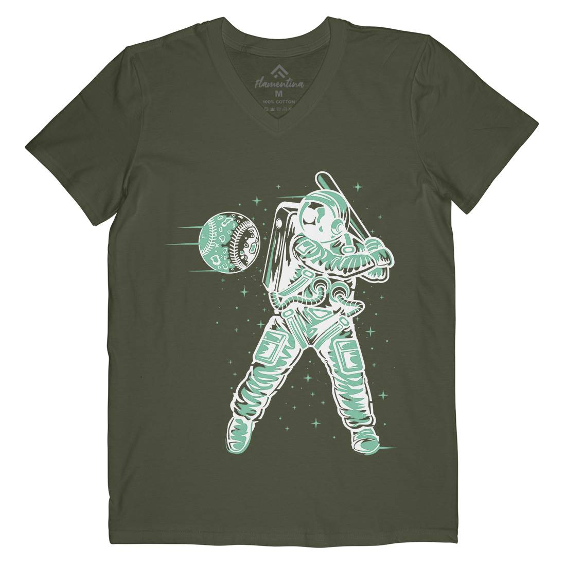 Baseball Mens Organic V-Neck T-Shirt Space A150