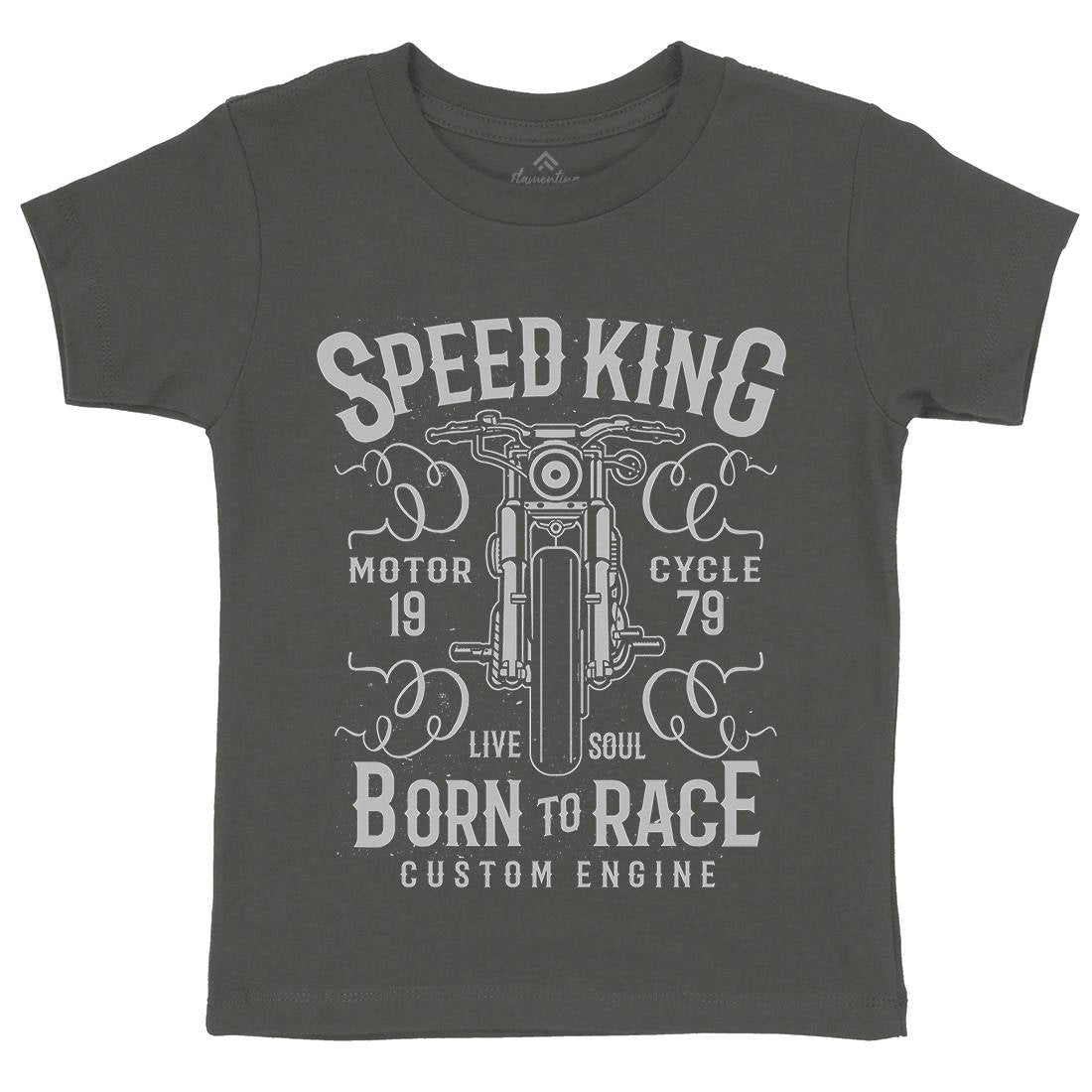Speed King Kids Organic Crew Neck T-Shirt Motorcycles A153
