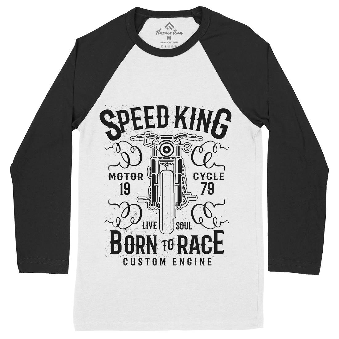 Speed King Mens Long Sleeve Baseball T-Shirt Motorcycles A153