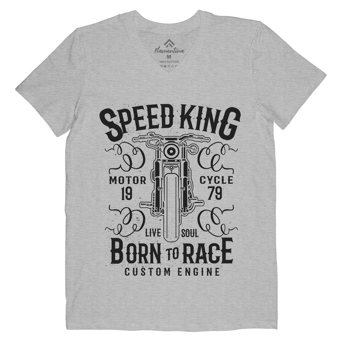 Speed King Mens Organic V-Neck T-Shirt Motorcycles A153