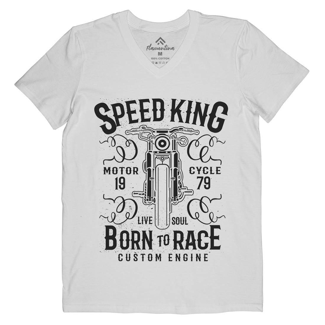Speed King Mens Organic V-Neck T-Shirt Motorcycles A153