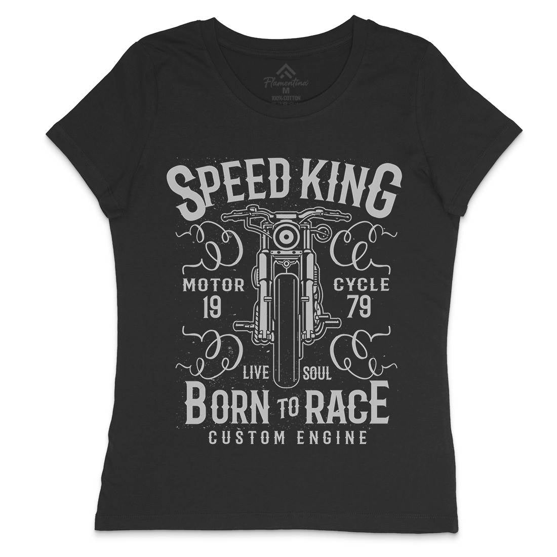 Speed King Womens Crew Neck T-Shirt Motorcycles A153