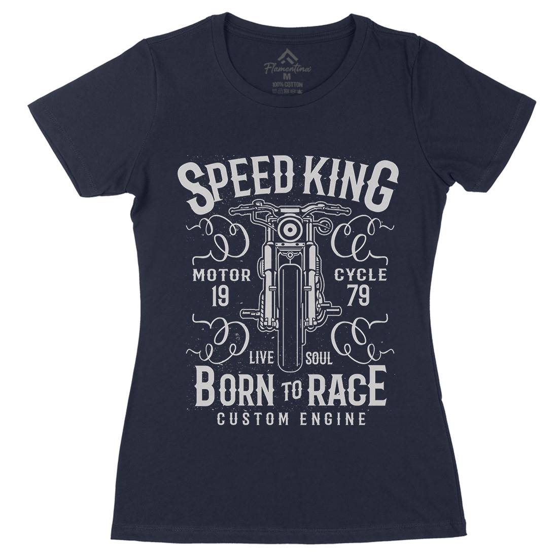 Speed King Womens Organic Crew Neck T-Shirt Motorcycles A153