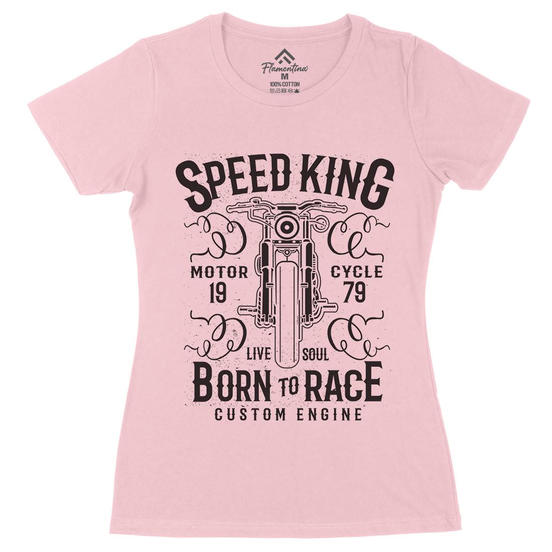 Speed King Womens Organic Crew Neck T-Shirt Motorcycles A153