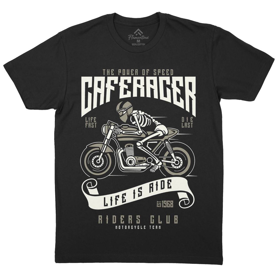 Speed Of Caferacer Mens Organic Crew Neck T-Shirt Motorcycles A154