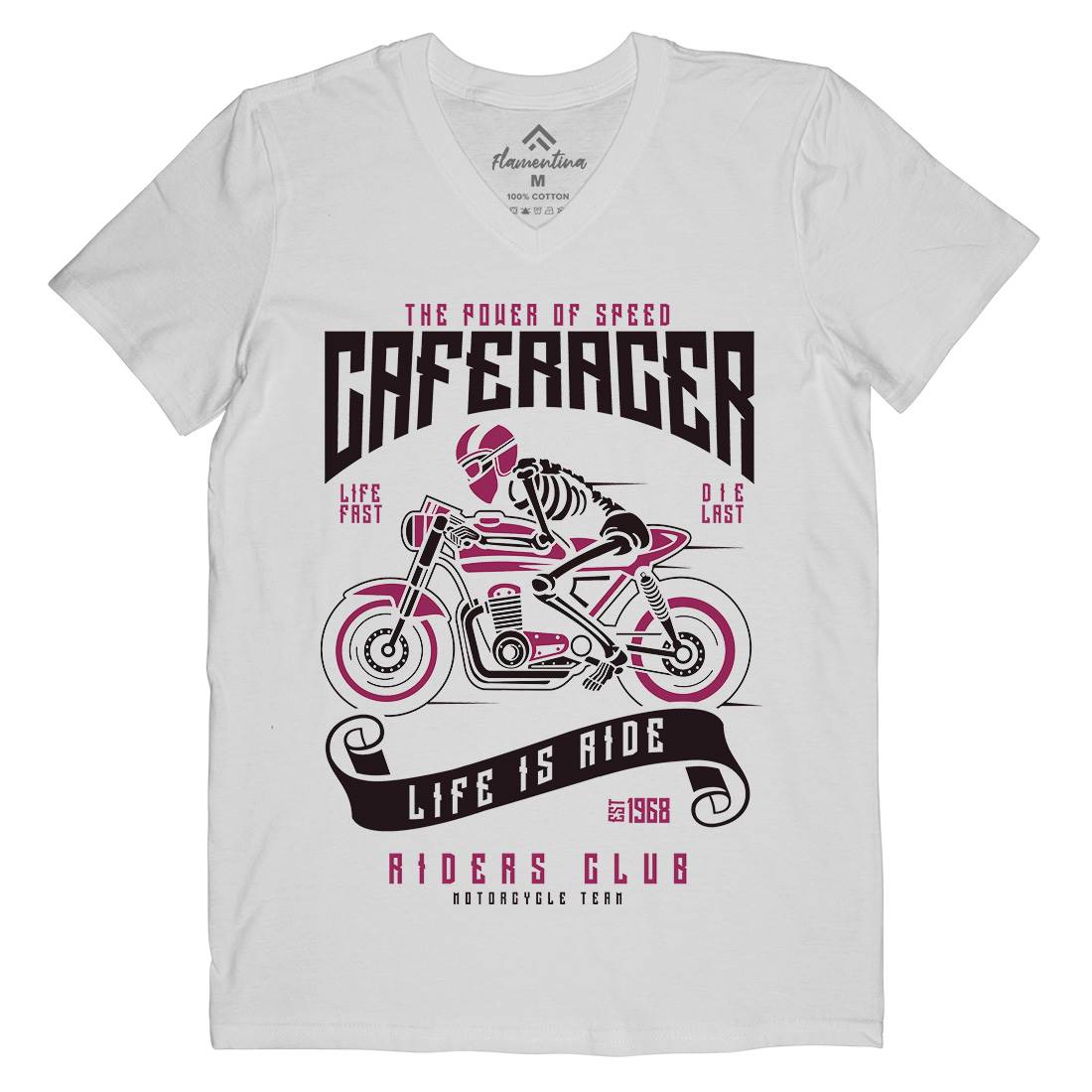 Speed Of Caferacer Mens Organic V-Neck T-Shirt Motorcycles A154