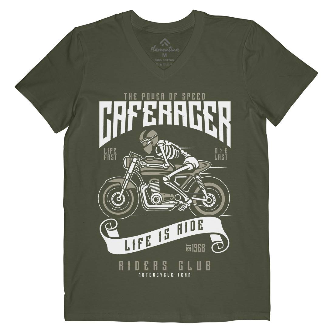 Speed Of Caferacer Mens Organic V-Neck T-Shirt Motorcycles A154