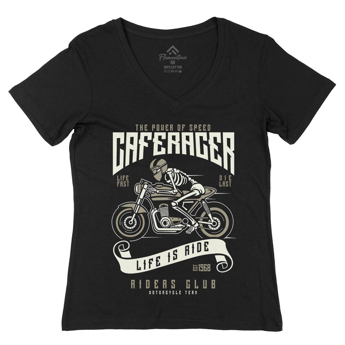 Speed Of Caferacer Womens Organic V-Neck T-Shirt Motorcycles A154