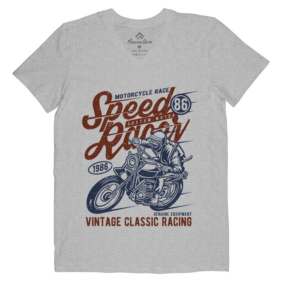 Speed Racer Mens Organic V-Neck T-Shirt Motorcycles A156