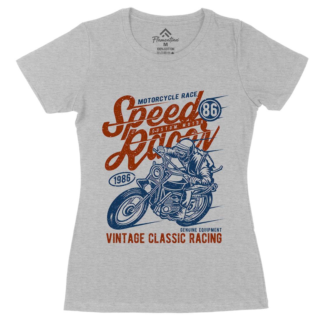 Speed Racer Womens Organic Crew Neck T-Shirt Motorcycles A156