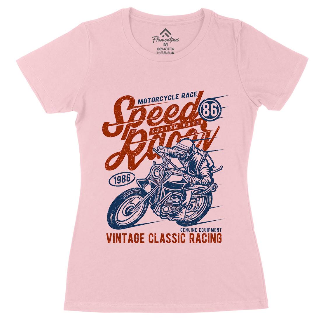 Speed Racer Womens Organic Crew Neck T-Shirt Motorcycles A156
