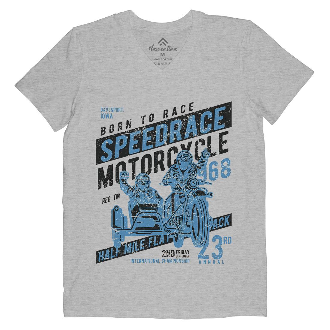 Speedrace Mens V-Neck T-Shirt Motorcycles A157