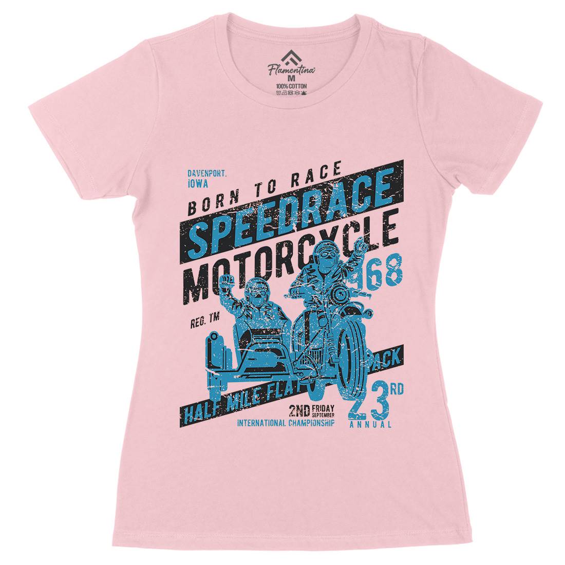 Speedrace Womens Organic Crew Neck T-Shirt Motorcycles A157