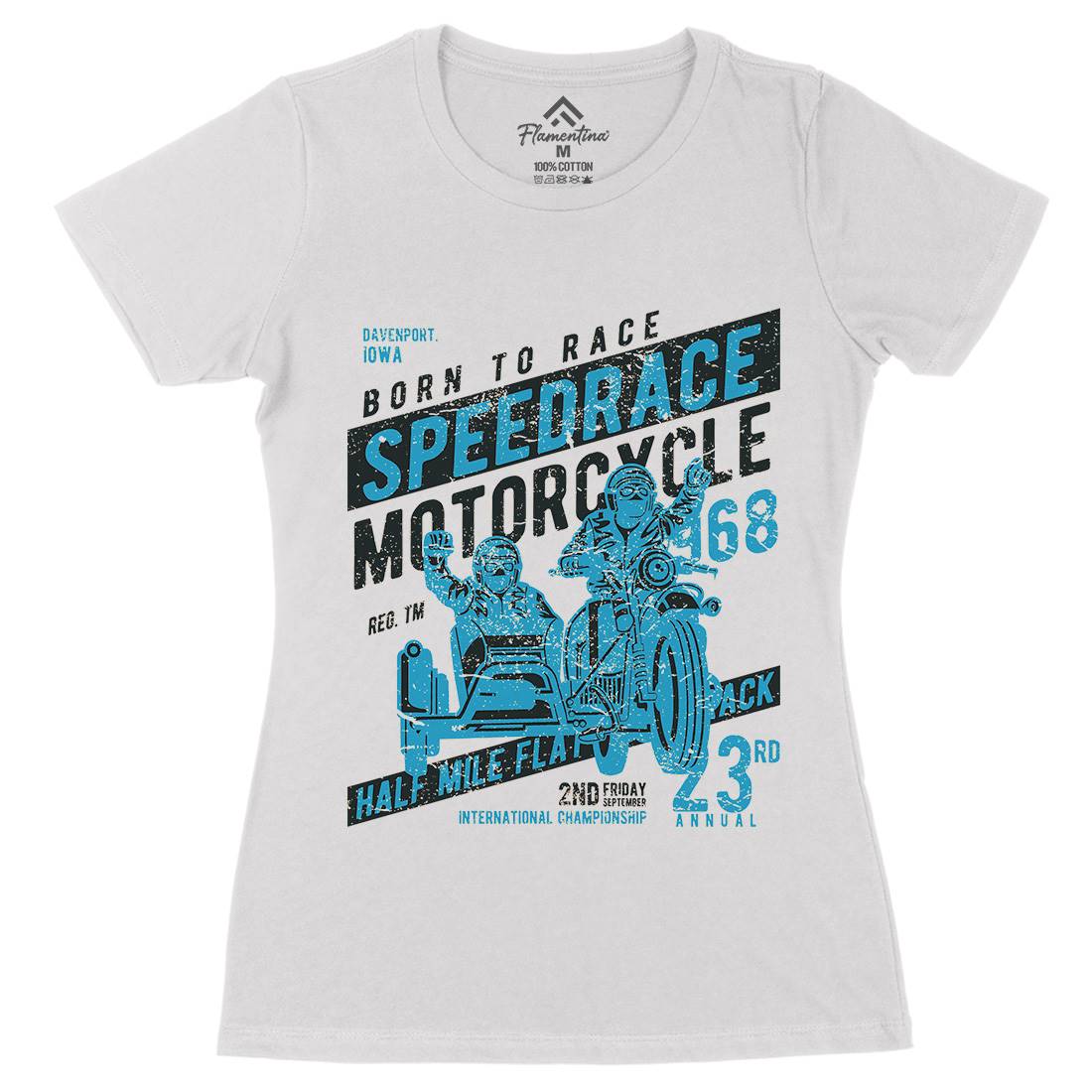 Speedrace Womens Organic Crew Neck T-Shirt Motorcycles A157
