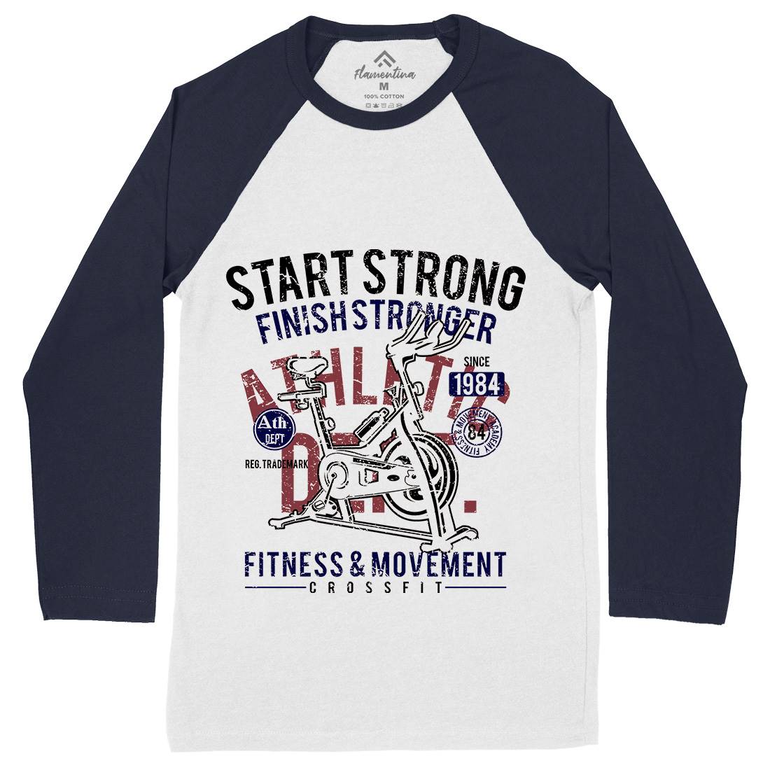 Start Strong Mens Long Sleeve Baseball T-Shirt Gym A159