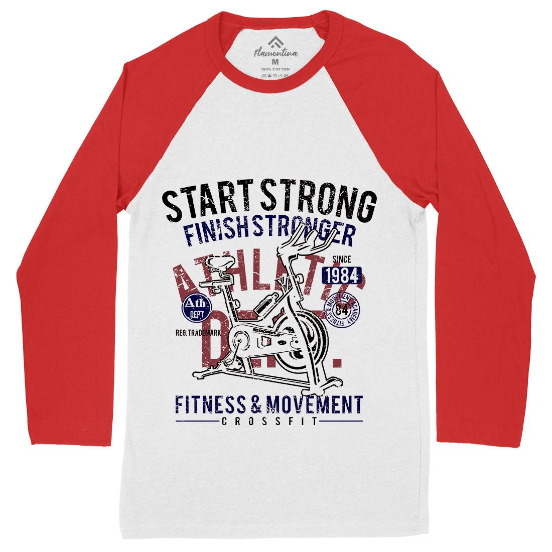 Start Strong Mens Long Sleeve Baseball T-Shirt Gym A159
