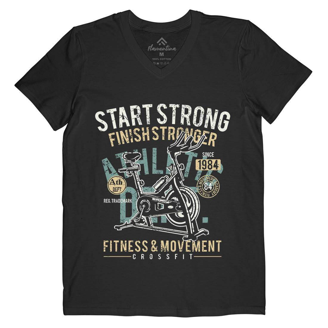 Start Strong Mens Organic V-Neck T-Shirt Gym A159