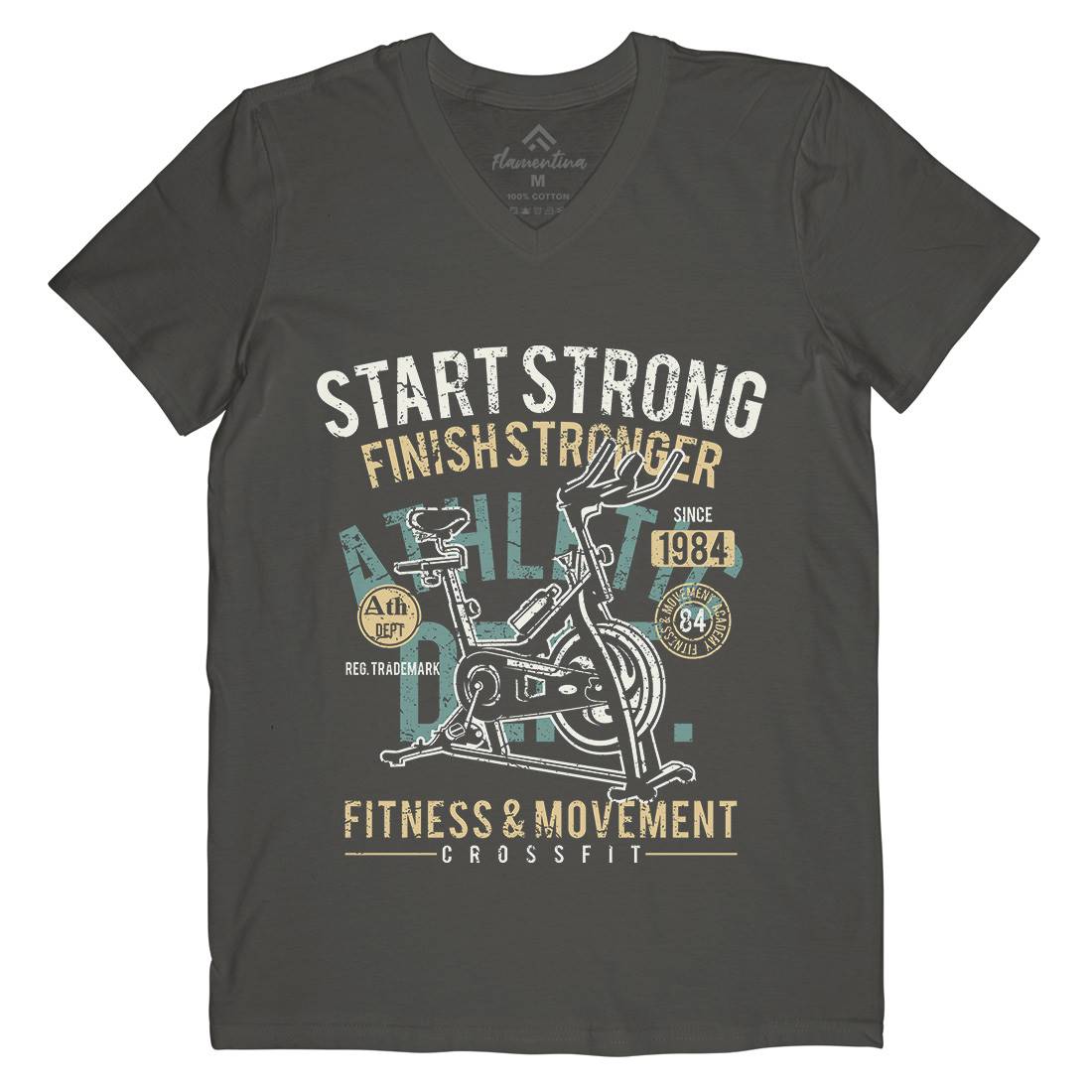 Start Strong Mens V-Neck T-Shirt Gym A159