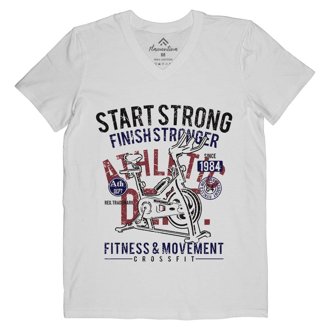 Start Strong Mens Organic V-Neck T-Shirt Gym A159