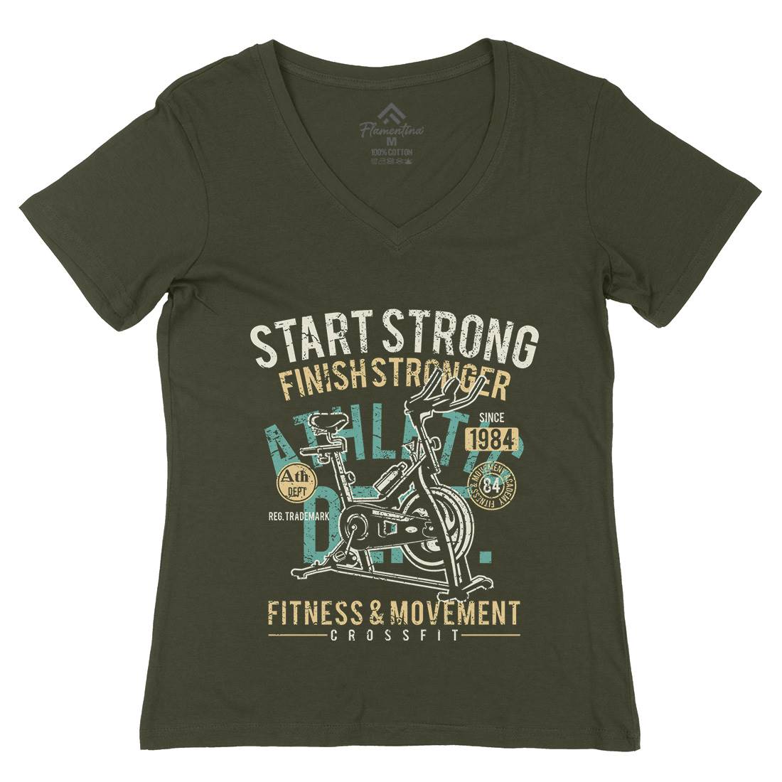 Start Strong Womens Organic V-Neck T-Shirt Gym A159