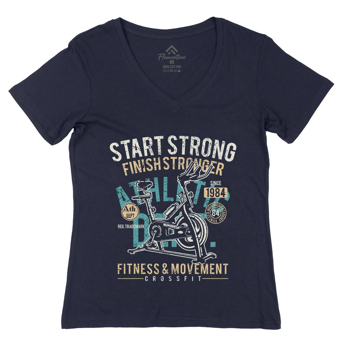 Start Strong Womens Organic V-Neck T-Shirt Gym A159