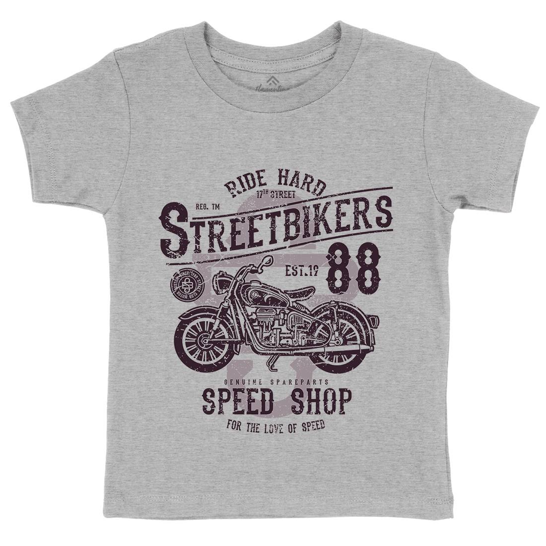 Street Bikers Kids Organic Crew Neck T-Shirt Motorcycles A160