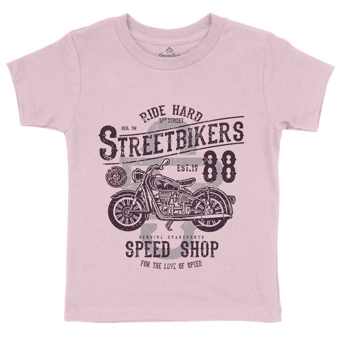 Street Bikers Kids Organic Crew Neck T-Shirt Motorcycles A160