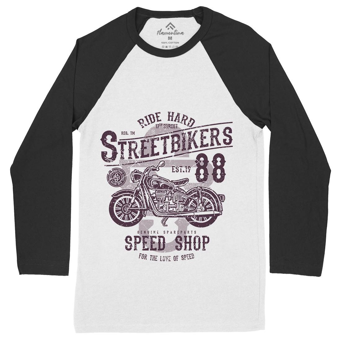 Street Bikers Mens Long Sleeve Baseball T-Shirt Motorcycles A160