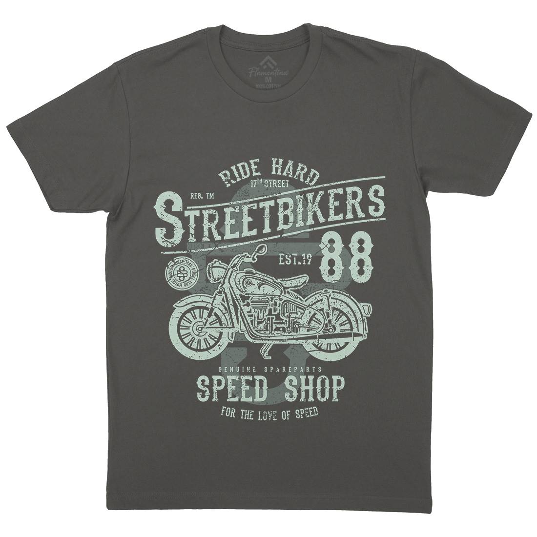 Street Bikers Mens Organic Crew Neck T-Shirt Motorcycles A160