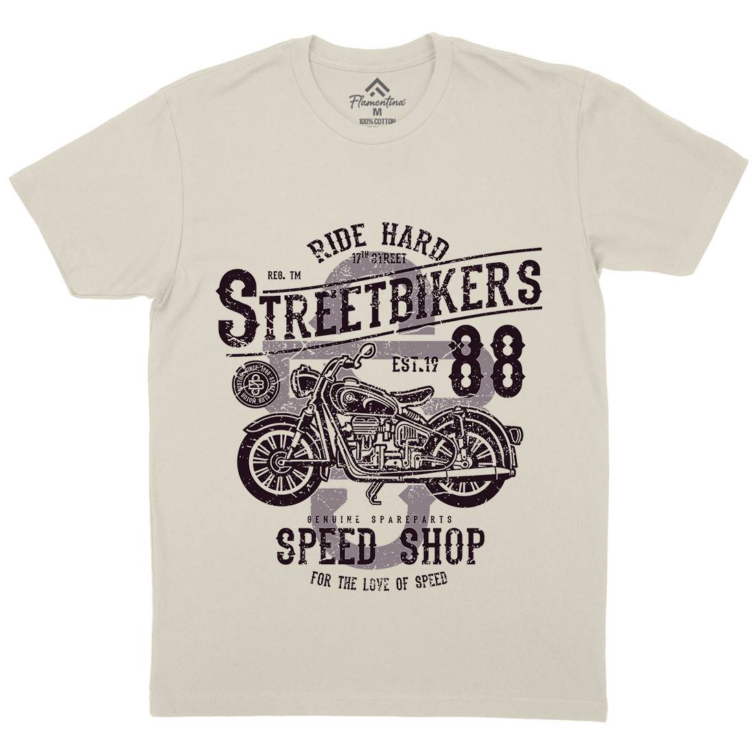 Street Bikers Mens Organic Crew Neck T-Shirt Motorcycles A160