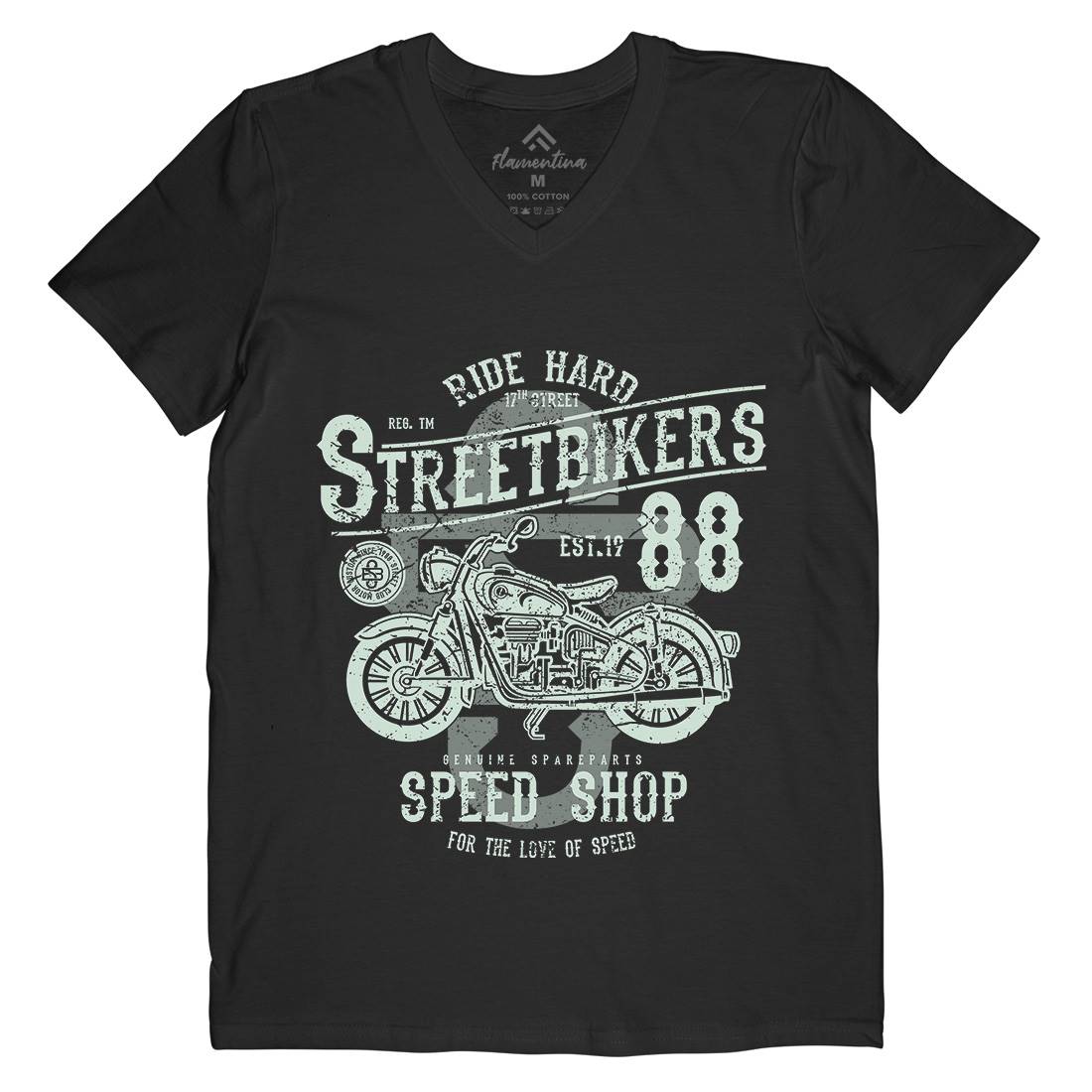 Street Bikers Mens Organic V-Neck T-Shirt Motorcycles A160