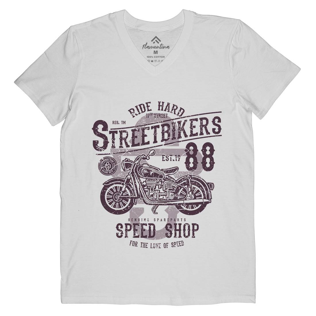 Street Bikers Mens Organic V-Neck T-Shirt Motorcycles A160