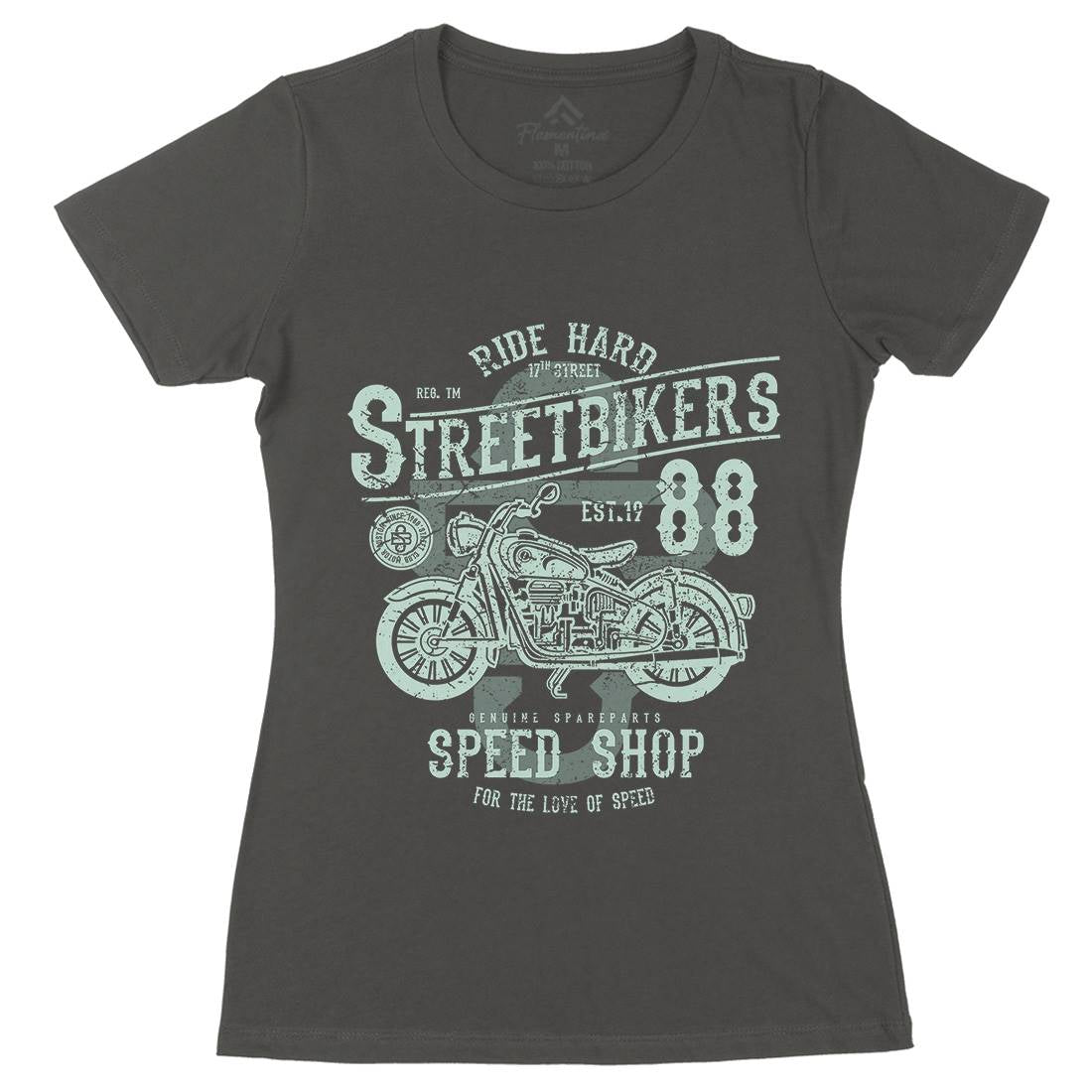 Street Bikers Womens Organic Crew Neck T-Shirt Motorcycles A160