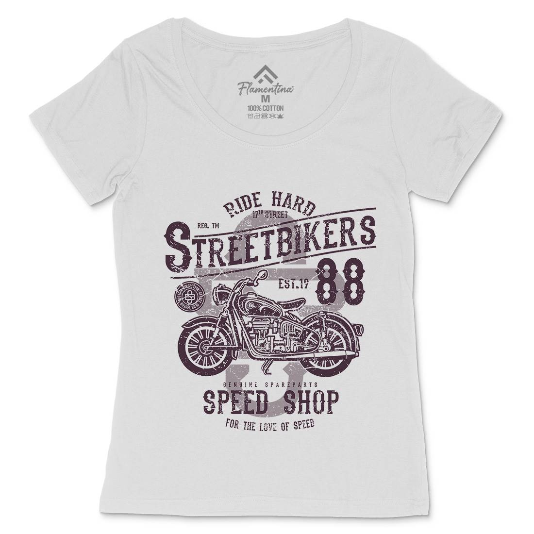 Street Bikers Womens Scoop Neck T-Shirt Motorcycles A160