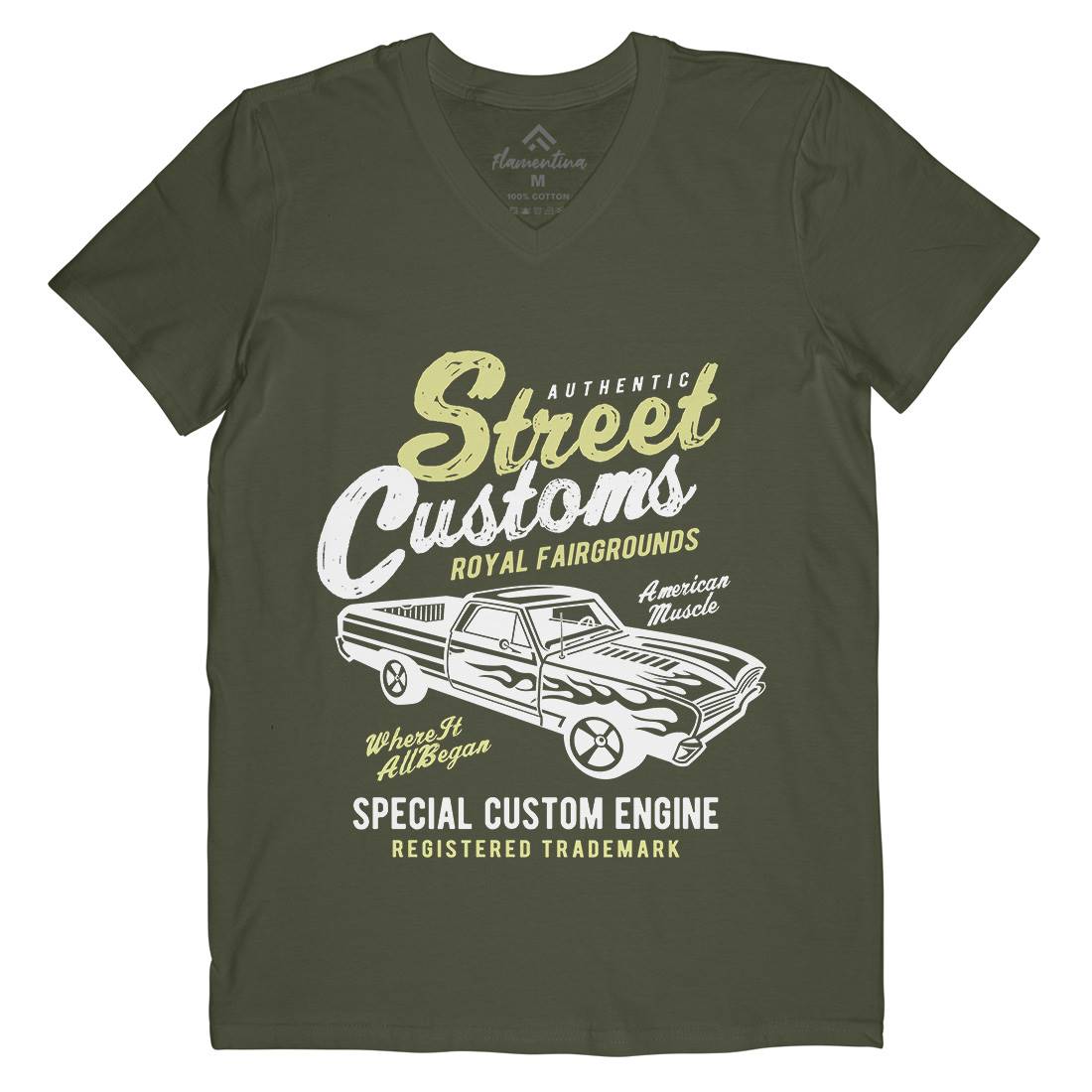 Street Custom Mens Organic V-Neck T-Shirt Motorcycles A161