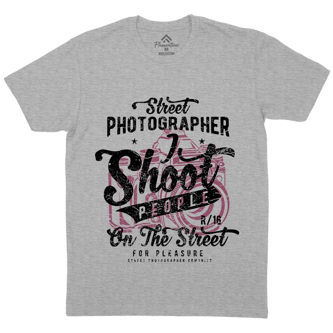 Street Photographer Mens Organic Crew Neck T-Shirt Media A162