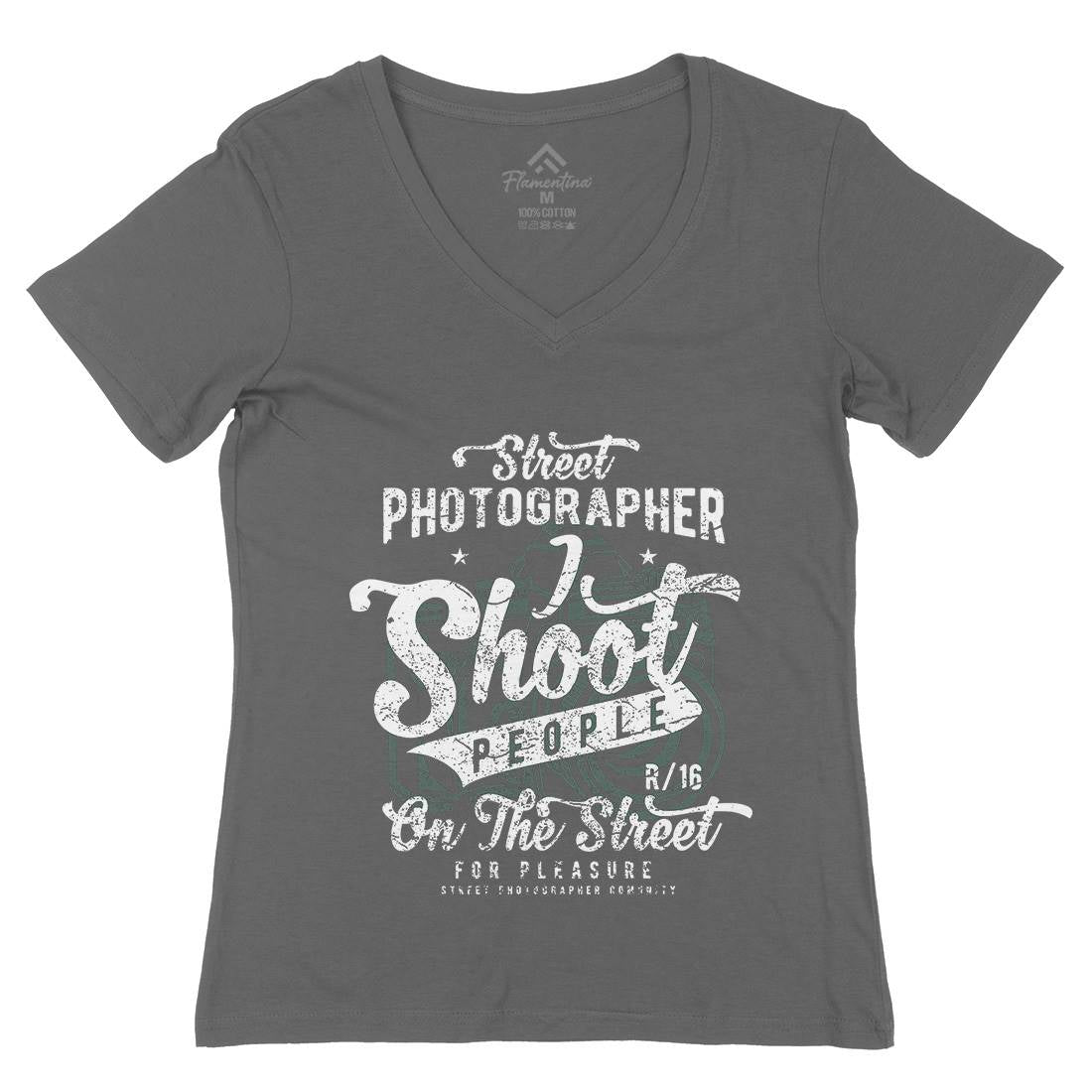 Street Photographer Womens Organic V-Neck T-Shirt Media A162