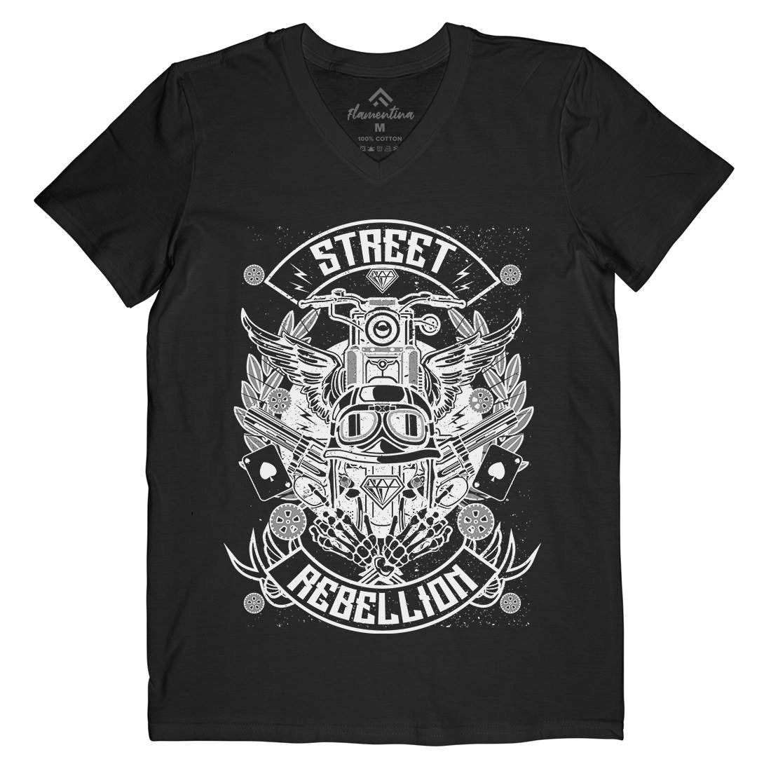 Street Rebellion Mens Organic V-Neck T-Shirt Motorcycles A163