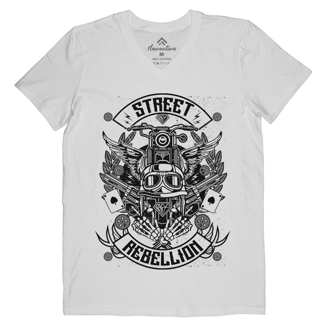 Street Rebellion Mens Organic V-Neck T-Shirt Motorcycles A163