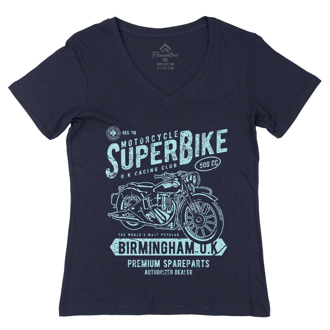Super Bike Womens Organic V-Neck T-Shirt Motorcycles A164