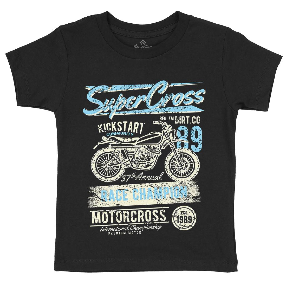Super Cross Kids Crew Neck T-Shirt Motorcycles A165