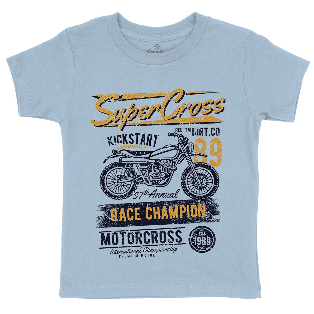 Super Cross Kids Organic Crew Neck T-Shirt Motorcycles A165