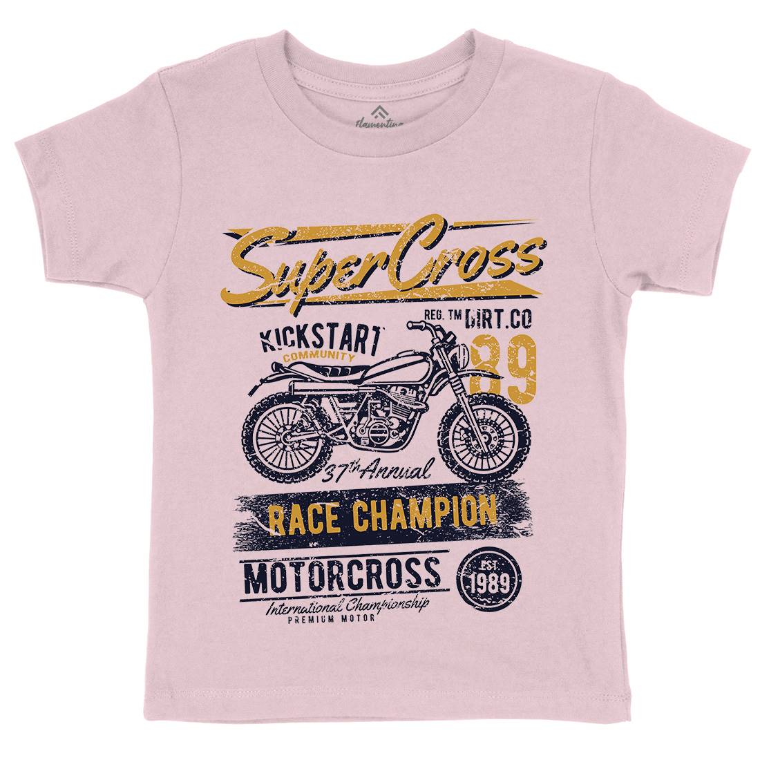 Super Cross Kids Organic Crew Neck T-Shirt Motorcycles A165
