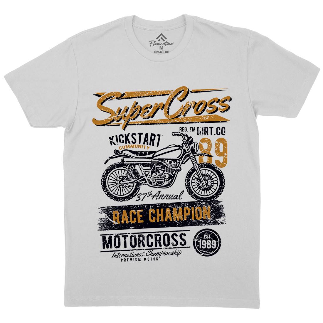 Super Cross Mens Crew Neck T-Shirt Motorcycles A165