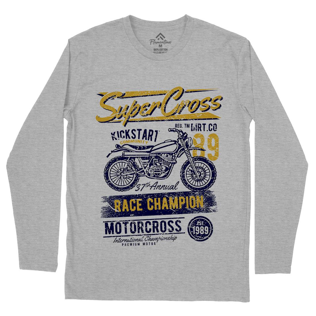 Super Cross Mens Long Sleeve T-Shirt Motorcycles A165