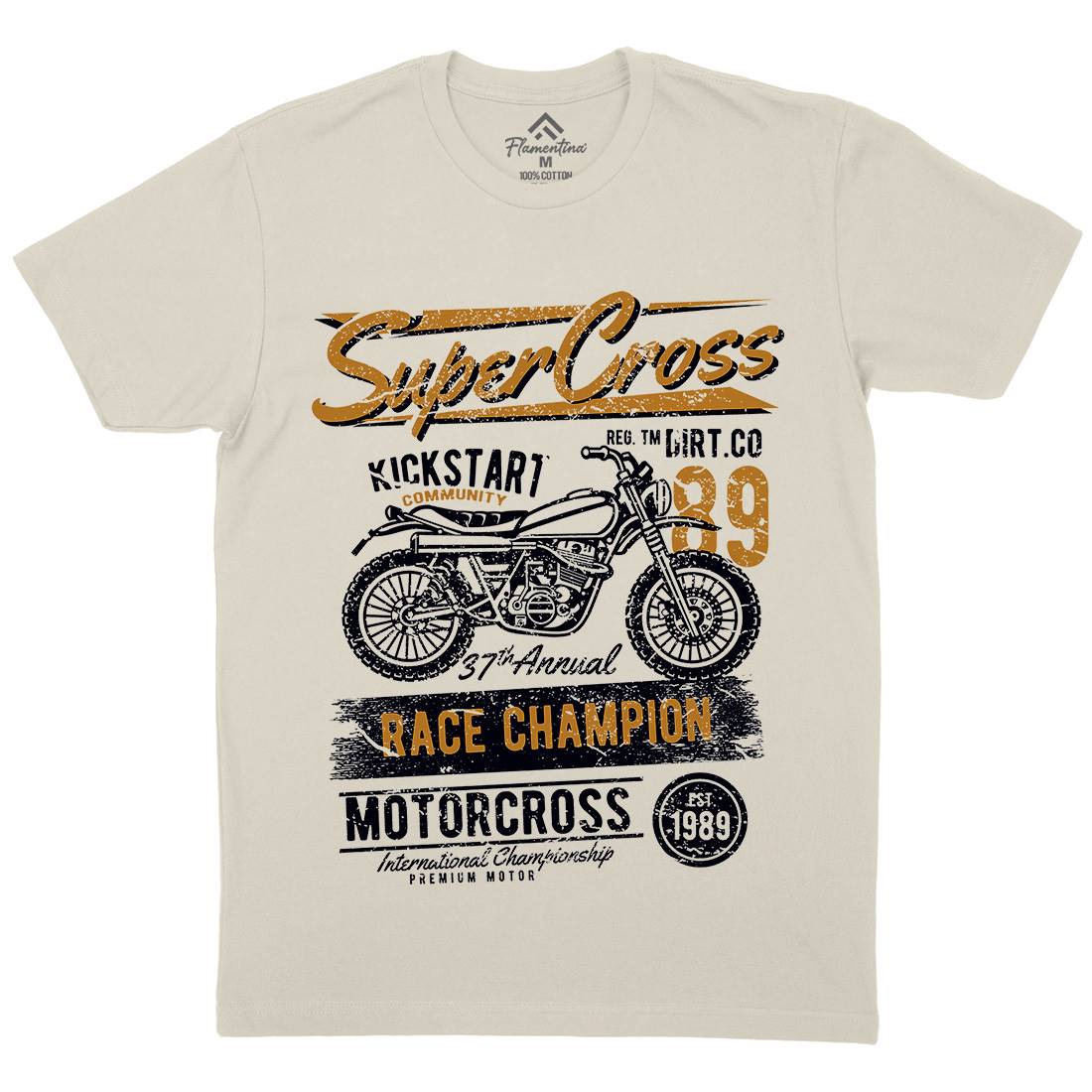 Super Cross Mens Organic Crew Neck T-Shirt Motorcycles A165