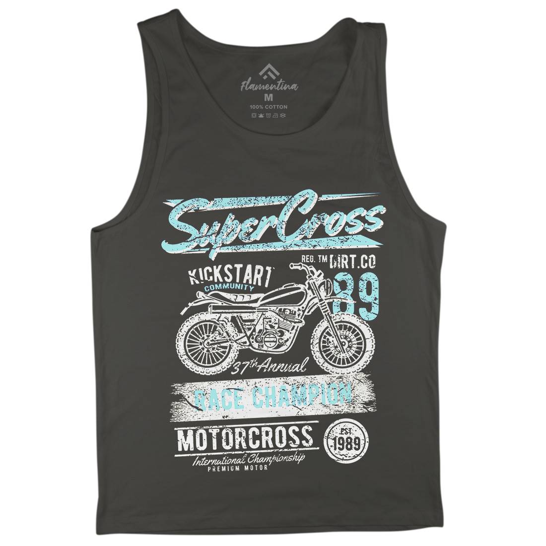 Super Cross Mens Tank Top Vest Motorcycles A165