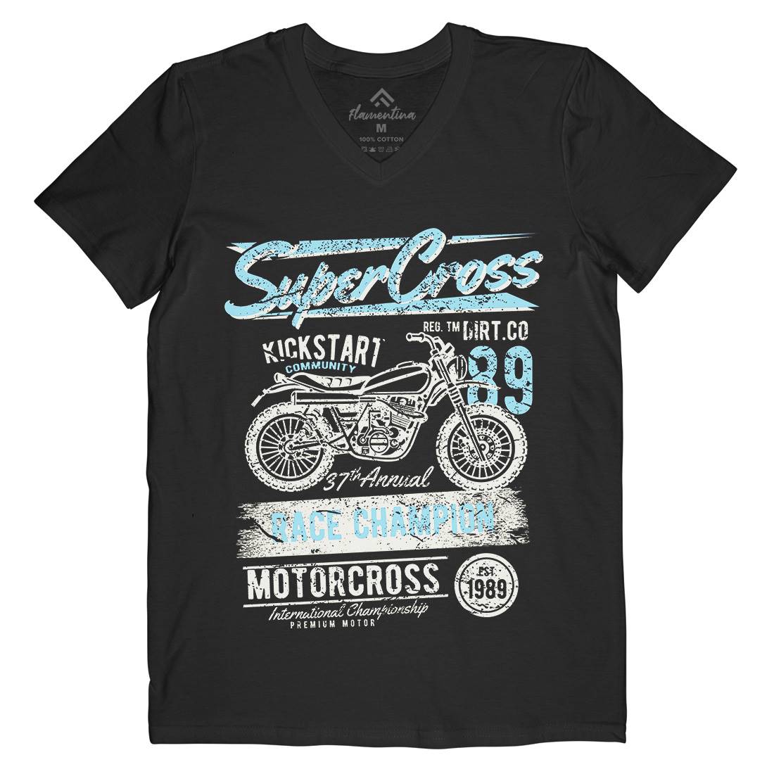 Super Cross Mens V-Neck T-Shirt Motorcycles A165
