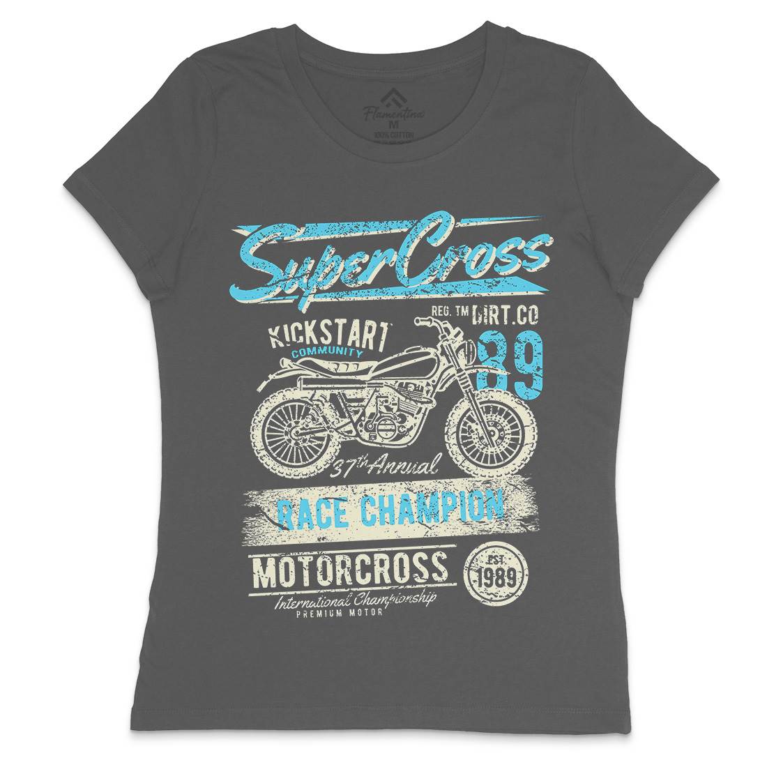 Super Cross Womens Crew Neck T-Shirt Motorcycles A165